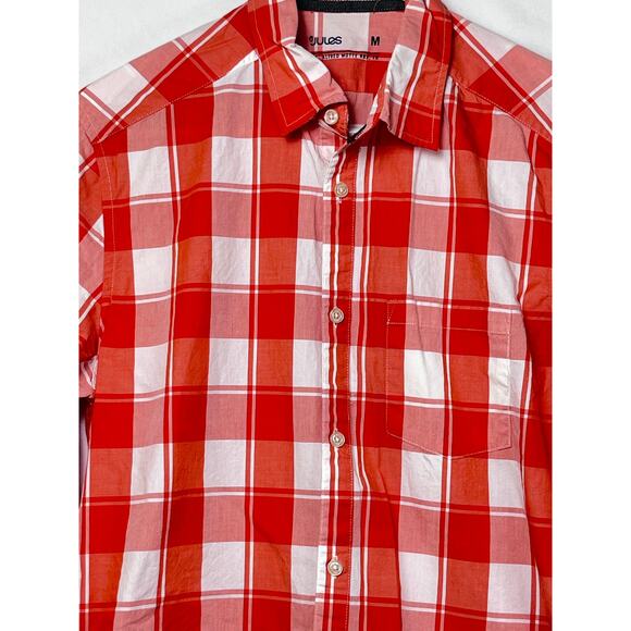 Jules Women's Medium Orange/White Buffalo Check Lightweight Summer Blouse - Picture 7 of 7